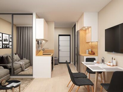 Фото № 2: Дизайн-проект квартиры-студии 24.4  м² Современный стиль для ЖК Тесла Парк