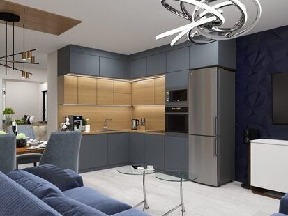 Фото № 1: Дизайн-проект евро двухкомнатной квартиры 56.34  м² стиль Модернизм для ЖК Тесла Парк