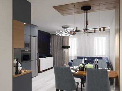 Фото № 6: Дизайн-проект евро двухкомнатной квартиры 56.34  м² стиль Модернизм для ЖК Тесла Парк