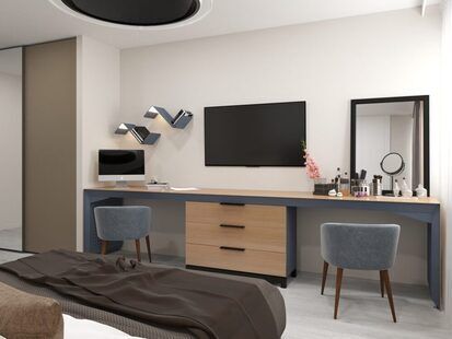 Фото № 2: Дизайн-проект евро двухкомнатной квартиры 56.34  м² стиль Модернизм для ЖК Тесла Парк