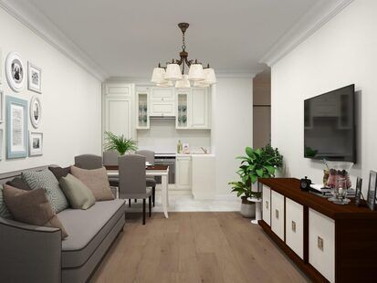 Фото № 1: Дизайн-проект евро двухкомнатной квартиры 35.7  м² стиль Современная классика проект выполнен для ЖК Тесла Парк