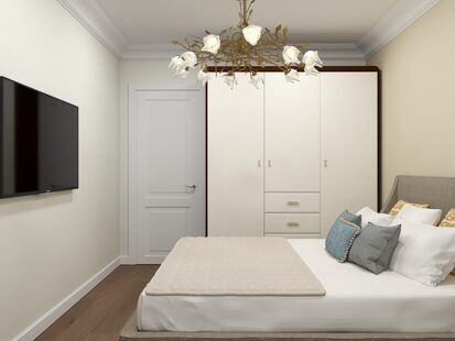 Фото № 6: Дизайн-проект евро двухкомнатной квартиры 35.7  м² стиль Современная классика проект выполнен для ЖК Тесла Парк