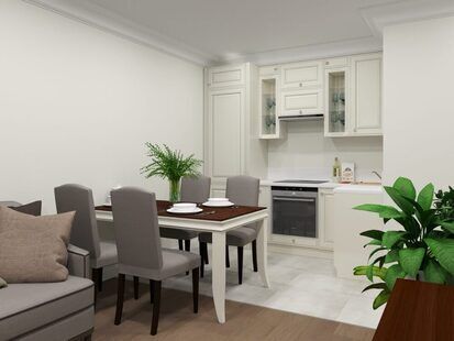 Фото № 3: Дизайн-проект евро двухкомнатной квартиры 35.7  м² стиль Современная классика проект выполнен для ЖК Тесла Парк