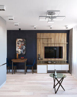 Фото № 1: Дизайн-проект квартиры-студии 27.3  м² стиль Современный для ЖК Тесла Парк