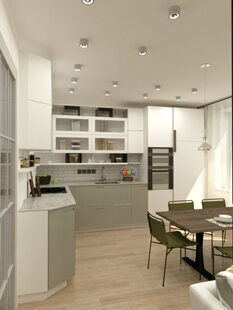 Фото № 2: Дизайн-проект евро двухкомнатной квартиры 51.2  м² стиль Модернизм для ЖК Первый ключ