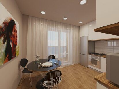 Фото № 2: Дизайн-проект трехкомнатной квартиры 73.7  м² стиль Модернизм для ЖК Новаторов