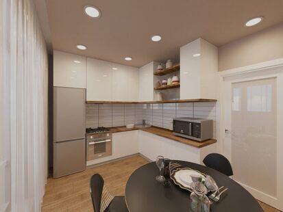 Фото № 3: Дизайн-проект трехкомнатной квартиры 73.7  м² стиль Модернизм для ЖК Новаторов