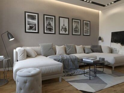 Фото № 2: Дизайн-проект однокомнатной квартиры 63.2  м² стиль Модернизм для ЖК Новаторов