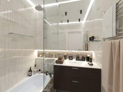 Фото № 4: Дизайн-проект двухкомнатной квартиры 62.5  м² стиль Модернизм для ЖК Новаторов