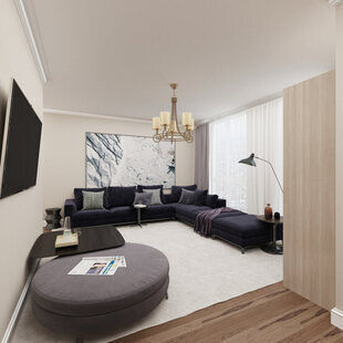 Фото № 3: Дизайн-проект трехкомнатной квартиры 82.5  м² стиль Современная классика для ЖК Стрижи Сити