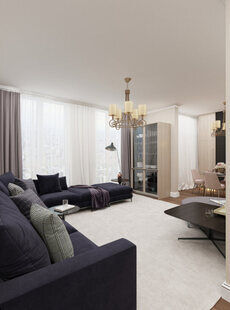 Фото № 2: Дизайн-проект трехкомнатной квартиры 82.5  м² стиль Современная классика для ЖК Стрижи Сити