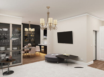 Фото № 5: Дизайн-проект трехкомнатной квартиры 82.5  м² стиль Современная классика для ЖК Стрижи Сити