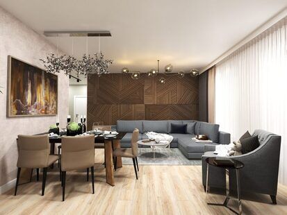 Фото № 1: Дизайн-проект трехкомнатной квартиры 98.8  м² стиль Современный для ЖК Стрижи Сити