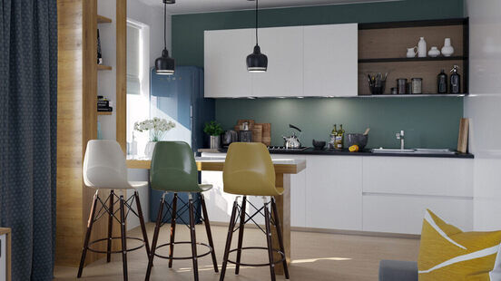 Фото № 5: Дизайн-проект евро двухкомнатной квартиры 47.8  м² стиль Модернизм для ЖК Первый ключ