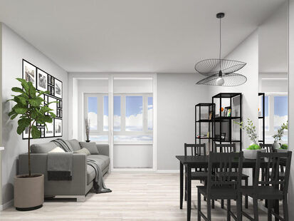 Фото № 5: Дизайн-проект евро двухкомнатной квартиры 59.9  м² Скандинавский стиль для ЖК Первый ключ