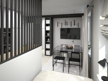 Фото № 2: Дизайн-проект квартиры-студии 27.5  м² стиль Минимализм для ЖК Первый ключ