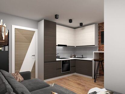 Фото № 4: Дизайн-проект квартиры-студии 21.45  м² стиль Лофт для ЖК Первый ключ