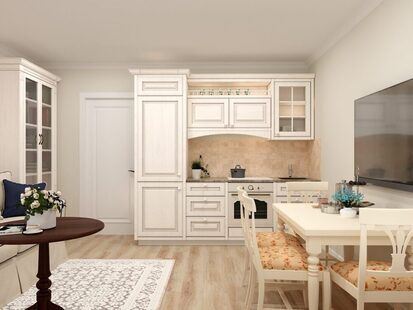 Фото № 1: Дизайн-проект квартиры-студии 22.6  м² стиль Прованс для ЖК Первый ключ