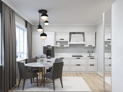 Фото № 3: Дизайн-проект евро двухкомнатной квартиры 54.8  м² стиль Современная классика для ЖК Первый ключ