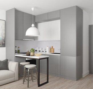 Фото № 3: Дизайн-проект однокомнатной квартиры 35.6  м² стиль Современная классика для ЖК Первый ключ