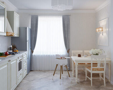 Фото № 3: Дизайн-проект однокомнатной квартиры 39.4  м² стиль Современная классика для ЖК Первый ключ