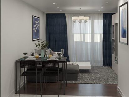 Фото № 4: Дизайн-проект однокомнатной квартиры 42.4  м² стиль Модернизм для ЖК Первый ключ