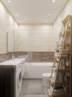 Фото № 2: Дизайн-проект однокомнатной квартиры 42.4  м² стиль Модернизм для ЖК Первый ключ