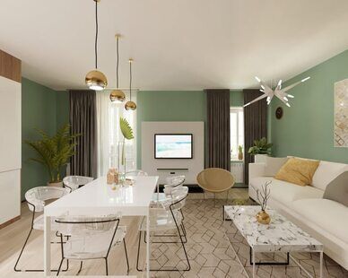 Фото № 1: Дизайн-проект евро трехкомнатной квартиры 72.4  м² стиль Модернизм для ЖК Новаторов