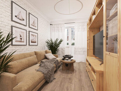 Фото № 1: Дизайн-проект двухкомнатной квартиры 39.6  м² Скандинавский силь для ЖК Петровский квартал