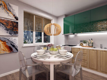 Фото № 4: Дизайн-проект двухкомнатной квартиры 39.6  м² стиль Лофт для ЖК Петровский квартал