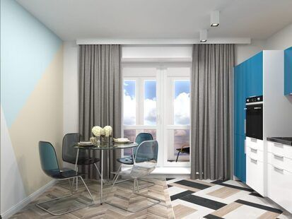 Фото № 3: Дизайн-проект однокомнатной квартиры 39.4  м² стиль Модернизм для ЖК Новаторов