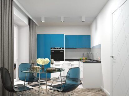 Фото № 2: Дизайн-проект однокомнатной квартиры 39.4  м² стиль Модернизм для ЖК Новаторов