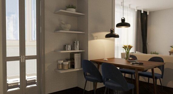 ЖК "Новаторов": готовый дизайн проект в стиле "Модернизм". Площадь 58.71 м² - фото №4