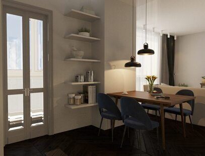 Фото № 4: Дизайн-проект евро двухкомнатной квартиры 58.71  м² стиль Модернизм для ЖК Новаторов