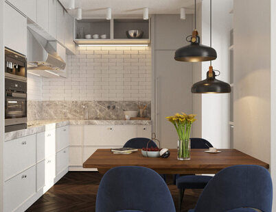 Фото № 3: Дизайн-проект евро двухкомнатной квартиры 58.71  м² стиль Модернизм для ЖК Новаторов