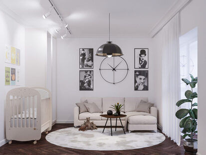 Фото № 1: Дизайн-проект однокомнатной квартиры 45.93  м² стиль Модернизм для ЖК Стрижи Сити