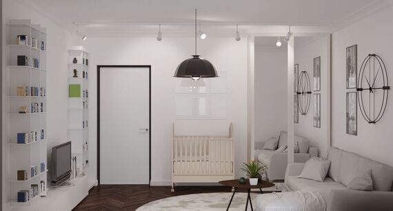 Фото № 5: Дизайн-проект однокомнатной квартиры 45.93  м² стиль Модернизм для ЖК Стрижи Сити