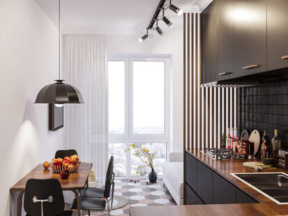 Фото № 3: Дизайн-проект однокомнатной квартиры 45.93  м² стиль Модернизм для ЖК Стрижи Сити