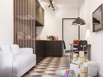 Фото № 2: Дизайн-проект однокомнатной квартиры 45.93  м² стиль Модернизм для ЖК Стрижи Сити