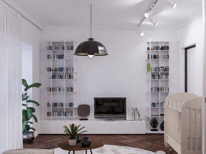 Фото № 4: Дизайн-проект однокомнатной квартиры 45.93  м² стиль Модернизм для ЖК Стрижи Сити