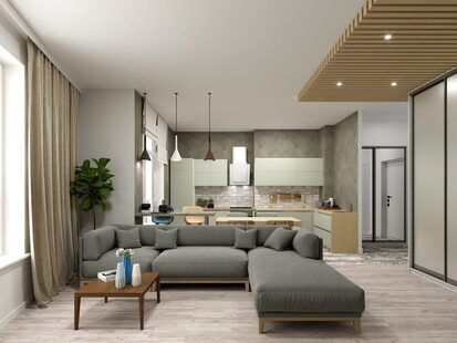 Фото № 3: Дизайн-проект двухкомнатной квартиры 61.1  м² Скандинавский стиль для ЖК Онегин