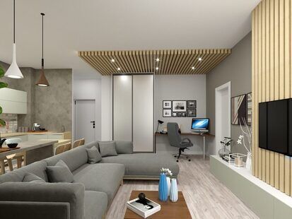 Фото № 2: Дизайн-проект двухкомнатной квартиры 61.1  м² Скандинавский стиль для ЖК Онегин