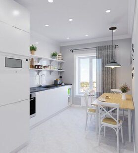 Фото № 3: Дизайн-проект трехкомнатной квартиры 63.5  м² Скандинавский стиль для ЖК Новый город