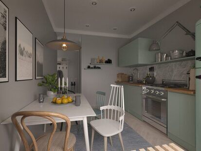 Фото № 6: Дизайн-проект двухкомнатной квартиры 61.3  м² Скандинавский стиль для ЖК Фрегат 2