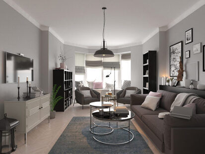 Фото № 4: Дизайн-проект двухкомнатной квартиры 61.3  м² Скандинавский стиль для ЖК Фрегат 2