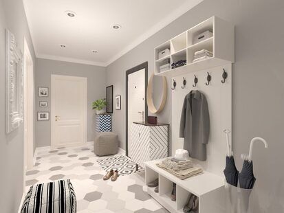 Фото № 2: Дизайн-проект двухкомнатной квартиры 61.3  м² Скандинавский стиль для ЖК Фрегат 2