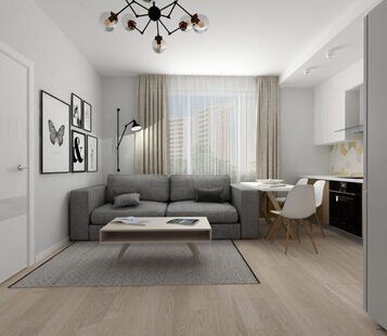 Фото № 4: Дизайн-проект однокомнатной квартиры 49.1  м² Скандинавский стиль для ЖК Стрижи Сити