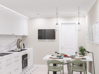 Фото № 4: Дизайн-проект двухкомнатной квартиры 53.7  м² стиль Современная классика для ЖК по ул. Васенко