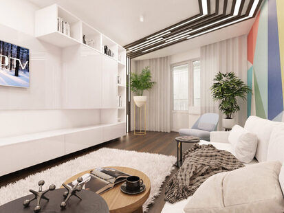 Фото № 3: Дизайн-проект двухкомнатной квартиры 67.4  м² стиль Модернизм для ЖК по ул. Васенко