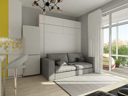 Фото № 3: Дизайн-проект квартиры-студии 34.8  м² Скандинавский стиль для ЖК Стрижи Сити